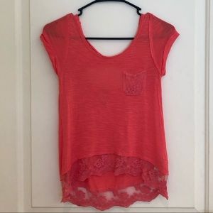Abercrombie kids coral open back tee shirt
